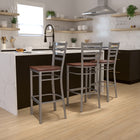 Flash Furniture HERCULES Series Clear Coated Ladder Back Metal Restaurant Barstool - Cherry Wood Seat-Two Curved Support Bars