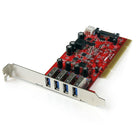 StarTech PCI SuperSpeed USB 3.0 Adapter Card with SATA/SP4 Power, 4 Port-Increased data transfer rates (up to 1.3 Gbps PCI bus limit) with USB 3.0 compatible devices
