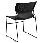 Flash Furniture HERCULES Series Black Full Back Stack Chair with Black Powder Coated Frame-Ergonomically Contoured Design with Black Plastic Back and Seat