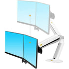 North Bayou 24"-32" Gas-Strut Desktop Dual Monitor Arm - White (F32-W)-Rotation: 360-degrees, Swivel: 180 -degrees, Tilt: +10 -degrees/ - 16 -degrees