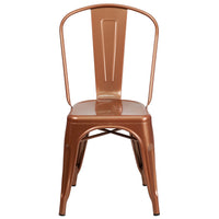 Flash Furniture Copper Metal Indoor-Outdoor Stackable Chair-Stackable Bistro Style Chair
