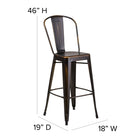 Flash Furniture Commercial Grade 30" High Distressed Copper Metal Indoor-Outdoor Barstool with Back-Lightweight Design