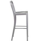 Flash Furniture 30" High Silver Metal Indoor-Outdoor Barstool with Vertical Slat Back-Vertical Slat Back