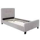 Flash Furniture Tribeca Twin Size Tufted Upholstered Platform Bed - Light Grey Fabric-Panel Headboard