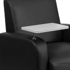 Flash Furniture Black Leather Guest Chair with Tablet Arm, Front Wheel Casters & Cup Holder-Cup Holder in left arm