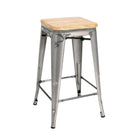 Plata Decor Tolix 26"H Stool - Gunmetal/Wood Top - 2 Pack-Backless