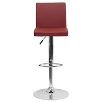 Flash Furniture Contemporary Burgundy Vinyl Adjustable Height Barstool with Panel Back & Chrome Base-Contemporary Style Stool