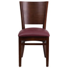 Flash Furniture Lacey Solid Back Walnut Wood Restaurant Barstool - Burgundy Vinyl Seat - 2 Pack-Set of 2 Wood Dining Chairs