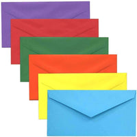JAM Paper Monarch Envelopes, 3.88 x 7.5, Brite Hue Assorted, 150 Pack (3409BRORGPY)-Assortment of coloured Monarch Envelopes: Blue, Red, Orange, Green, Purple, and Yellow.