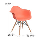 Flash Furniture Alonza Series Peach Plastic Chair with Wooden Legs-Designed for Commercial Use