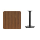 Flash Furniture 30" Square Walnut Laminate Table Top with 18" Round Table Height Base-Walnut Laminate Top