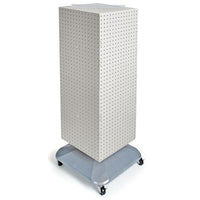Azar Displays 40" x 14" x 14" 4-Sided Interlocking Pegboard Floor Display with Wheels, White (701436-WHT)-Revolves on a square wheeled base