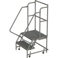 Tri-Arc Manufacturing Deep Top Step Rolling Ladder, Platform Height: 20", No. of Steps: 2, Step Width: 24" (KDSR102242-D2)-No. of Steps: 2