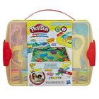 Play-Doh Shape and Learn Discover and Store-Includes junior Fun Factory tool with rail, 8 animal stampers, 5 vehicle stampers, roller, knife, 3 double-sided playmats, 6 cans of Play-Doh Brand Modeling Compound, and Together Time Guide