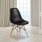 Flash Furniture Elon Series Black Plastic Chair with Wooden Legs-Protective Plastic Floor Glides