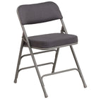 Flash Furniture HERCULES Premium Curved Triple Braced & Double Hinged Fabric Metal Folding Chair - Grey-Grey Fabric Upholstered Seat and Back