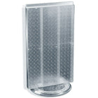 Azar Displays 22" x 13.5" 2-Sided Pegboard Counter Unit, Clear Translucent (700513-CLR)-Two-sided display stands on a clear plastic revolving base, providing easy customer access