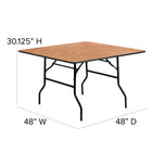 Flash Furniture 48" Square Wood Folding Banquet Table-18 Gauge Steel Legs