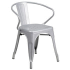24'' Round Silver Metal Indoor-Outdoor Table Set with 4 Arm Chairs (CH-51080TH-4-18ARM-SIL-GG)-4