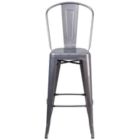 Flash Furniture 30'' High Clear Coated Indoor Barstools with Back - 4 Pack-Set of 4 Stackable Bistro Style Bar Stools