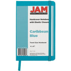 JAM Paper Hardcover Lined Notebook With Elastic Closure, Travel Size, 4 x 6 Journal, Caribbean Blue, 2/Pack (340528850g)-Sold Individually