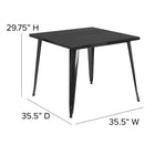 Flash Furniture 35.5" Square Black Metal Indoor-Outdoor Table-Base Size: 35.25"W