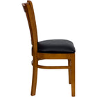 Flash Furniture HERCULES Series Vertical Slat Back Cherry Wood Restaurant Chair - Black Vinyl Seat-Vertical Slat Back Design
