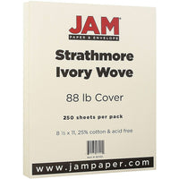 JAM Paper Strathmore Cardstock, 8.5 x 11, 80lb Ivory Wove, 250/ream (301125B)-Ivory wove