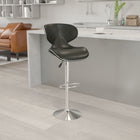 Flash Furniture Contemporary Cozy Mid-Back Black Vinyl Adjustable Height Barstool with Chrome Base-Height Adjustable Seat with Gas Lift