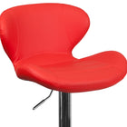 Flash Furniture Contemporary Vinyl Adjustable Height Barstool with Curved Back & Chrome Base - Red-Swivel Seat