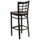 Flash Furniture HERCULES Series Black Window Back Metal Restaurant Barstool - Walnut Wood Seat - 2 Pack-.625" Thick Plywood Seat