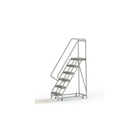 Tri-Arc Manufacturing Aluminum Rolling Ladder, Step Width: 24", Step Type: Serrated, No. of Steps: 6 (WLAR106245)-No. of Steps: 6