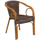 Flash Furniture Cadiz Series Rattan Restaurant Patio Chair with Red Bamboo-Aluminum Frame, Dark Brown (SDAAD632009D2)-Dimensions 22"W x 25.5"D x 30.25"H