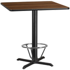 Flash Furniture Laminate 42" Square X-Base Table, Walnut (XUWA4242T33B4F)-Bar Height Hospitality Table