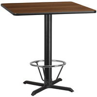 Flash Furniture Laminate 42" Square X-Base Table, Walnut (XUWA4242T33B4F)-Bar Height Hospitality Table