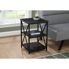 Monarch Specialties 3595 Accent Table - 26"H/Black Marble/Black Metal-Product dimensions: 26" H x 18" L x 18" W
