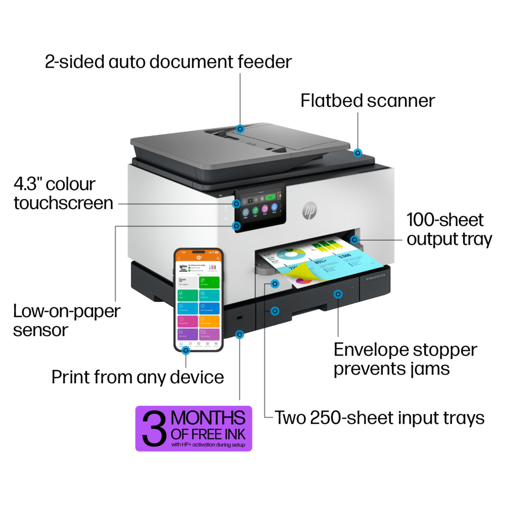 HP OfficeJet Pro 9135e Wireless All-in-One Printer – Certified Refurbished, 3 Months Ink Included