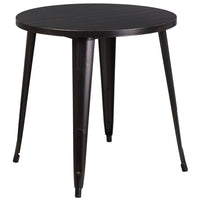 Flash Furniture 30" Round Black-Antique Gold Metal Indoor-Outdoor Table-Metal Cafe Table