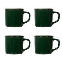 CTG Brands Ceramic Enamel Look Mug Set, Dark Forest Green, 4 Pack-Packaging: includes 4 mugs in total, complete the set