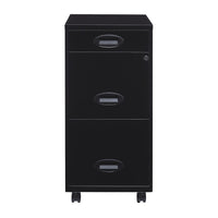 Space Solutions 18" 3-Drawer Mobile File Cabinet, Black-Three drawer mobile file cabinet; two high side file drawers accommodate letter size hanging file folders and top pencil drawer great to store office supplies.