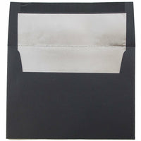 JAM Paper A6 Foil Lined Envelopes, 4.75 x 6.5, Black Linen Recycled with Silver Lining, 50 Pack (3243681I)-Silver foil lined black recycled envelope