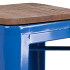Flash Furniture 30" High Backless Metal Barstool with Square Wood Seat - Blue-Stack Quantity: 4-8