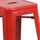Flash Furniture Commercial Grade 24" High Backless Red Metal Indoor-Outdoor Counter Height Stool with Square Seat-Stack Quantity: 4-8