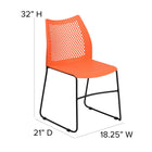 Flash Furniture HERCULES Series Orange Stack Chair with Air-Vent Back & Black Powder Coated Sled Base-Limited Lifetime Warranty on Frame