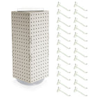 Azar Interlock Peg Tower with Revolving Base and Hooks - 8" x 8" x 20" - White-Sold in multiples of: 1
