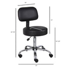 Nicer Interior Caressoft Medical Drafting Stool with Back Cushion - Black-Ergonomically design