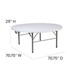 Flash Furniture 6-Foot Round Bi-Fold Granite Plastic Banquet & Event Folding Table with Carrying Handle - White-Includes convenient carrying handle