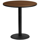 Flash Furniture 42'' Round Laminate Table Top, Walnut with 24'' Round Bar-Height Table Base (XURD42WATR24B)-Bar Height Hospitality Table
