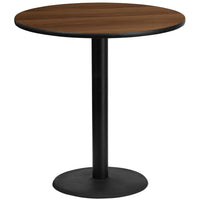 Flash Furniture 42'' Round Laminate Table Top, Walnut with 24'' Round Bar-Height Table Base (XURD42WATR24B)-Bar Height Hospitality Table
