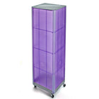 Azar Displays 60" x 16" 4-Sided Pegboard Floor Display with Wheels, Purple (700406-PUR)-Square tower spinner with wheels